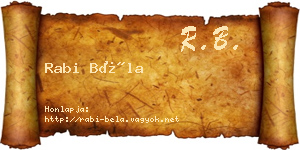 Rabi Béla névjegykártya